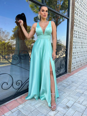 VESTIDO DE FESTA LONGO ACETINADO