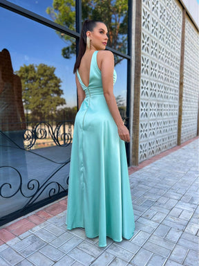 VESTIDO DE FESTA LONGO ACETINADO